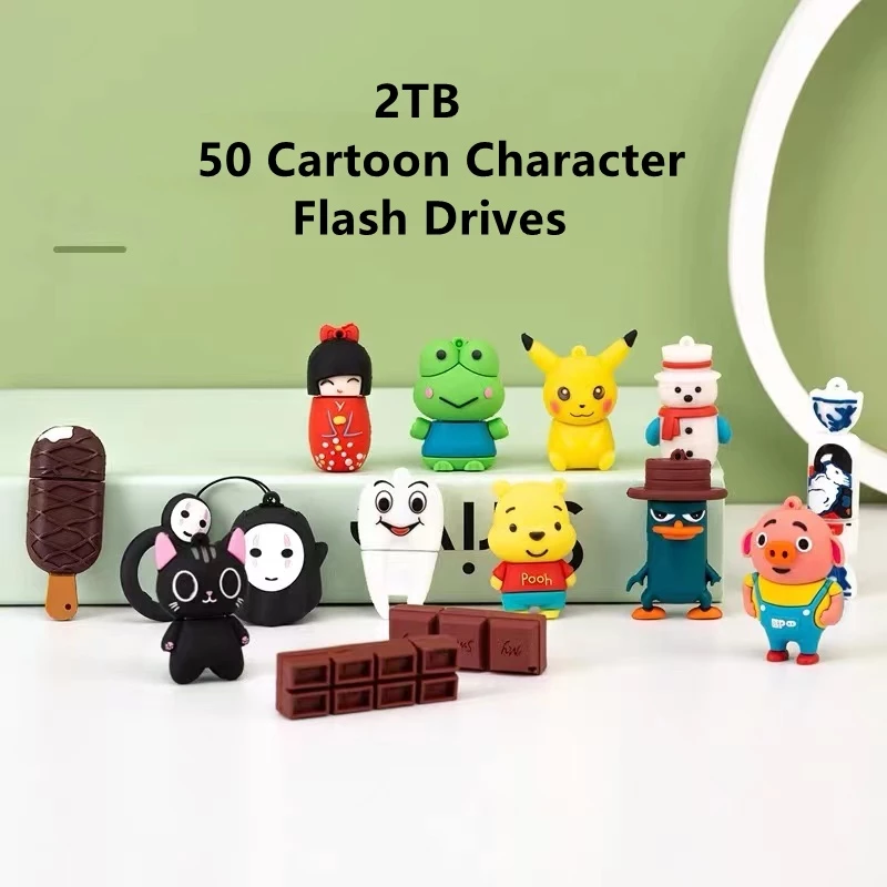USB 2.0 dung lượng 2TB hình nhân vật hoạt hình 50 kiểu dáng tùy chọn