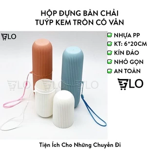 Hộp Đựng Bàn Chải Và Tuýp Kem Tròn Có Vân Kiêm Cốc Đánh Răng Du Lịch Văn Phòng Gọn Gàng Sạch Sẽ