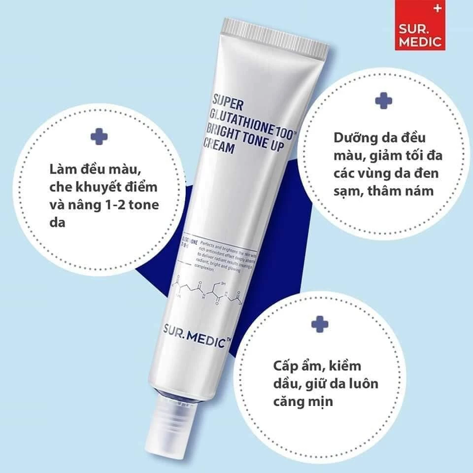 Kem Dưỡng Trắng Da Sur Medic Super Glutathione 100 Bright Tone Up Cream