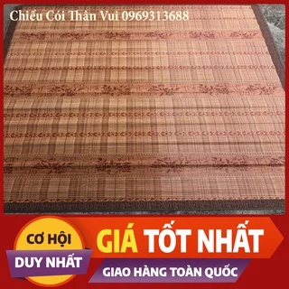 Chiếu trúc tăm vân gỗ đế lụa loại đẹp, chiếu trúc tre in hoa tây bắc, cao bằng mát lạnh mùa hè