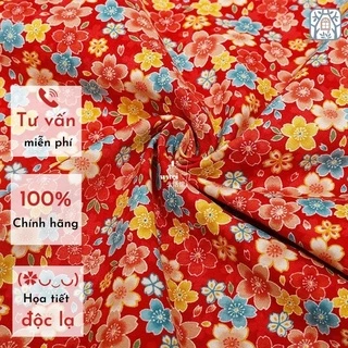 [HÀNG MỚI] SHF-1 Vải cotton 100% tự nhiên🍒SEVENBERRY🍒khổ vải 110cm, hoa tết rực rỡ - vải đẹp handmade, may quần áo