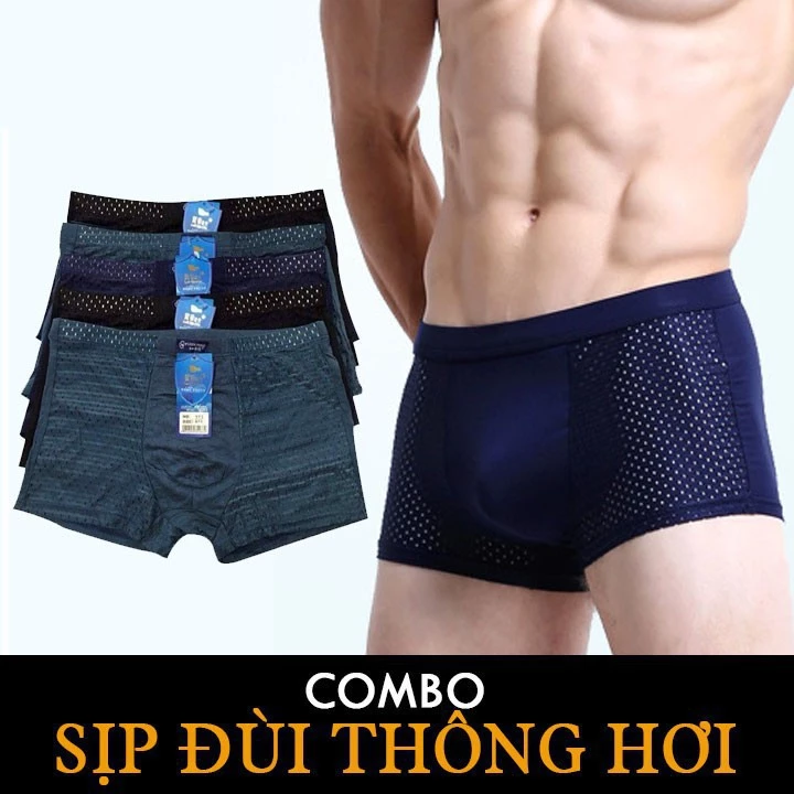 HỘP 4 QUẦN SỊP ĐÙI NAM LƯỚI THÔNG HƠI CO GIÃN SIÊU THOÁNG MEN'S LOẠI 1 HÀNG TỐT