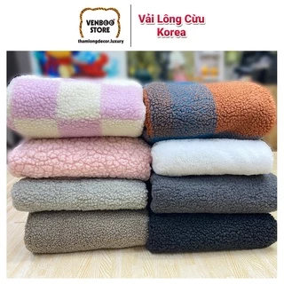 🐑 1m x 1m5 Vải Lông Cừu may áo khoác lông cừu bó hoa tai thỏ gấu bông Koromi Labubu đệm ngồi ghế lười nệm cho chó ổ mèo