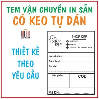 Cuộn 300 Tem vận chuyển in sẵn 7x10cm thiết kế theo yêu cầu có keo dính bóc ra dán ngay. Hóa đơn nhiệt IN SẴN 70x100mm