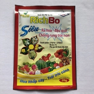 phân bón Rich Bo 20g, kích thích ra hoa đậu quả, ra hoa đồng loạt, chống rụng hoa và quả non, lớn quả