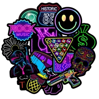 50 Sticker graffiti neon dán mũ bảo hiểm Sticker chống nước dán laptop, điện thoại, đàn guitar, mũ bảo hiểm, vali