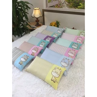 Gối trẻ em cotton kẻ ngang cho bé 1-8 tuổi, gối cotton hình thú cho bé kích thước 25x45cm và 30x50cm mềm mát cho bé