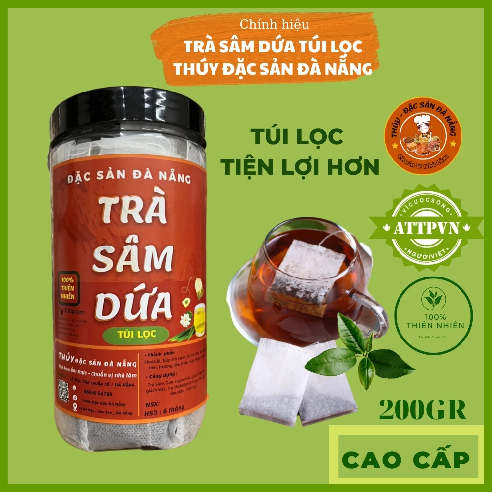 Trà Sâm Dứa Túi Lọc chính hiệu Thúy Đặc Sản Đà Nẵng 200gr thơm ngon ngọt mát tiện lợi cho người bận rộn