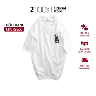 Áo thun unisex nam nữ in chữ LA chất liệu 100% cotton thoáng mát