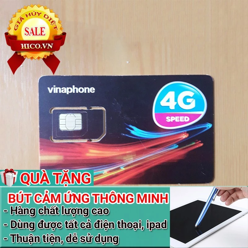 SIM 3G/4G VINAPHONE VD89 VD149 Ưu Đãi 12 Tháng- - TẶNG BÚT CẢM ỨNG CAO CẤP