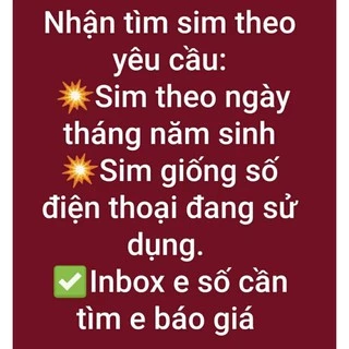 SIM SỐ ĐẸP TRẢ SAU - SIM THEO YÊU CẦU