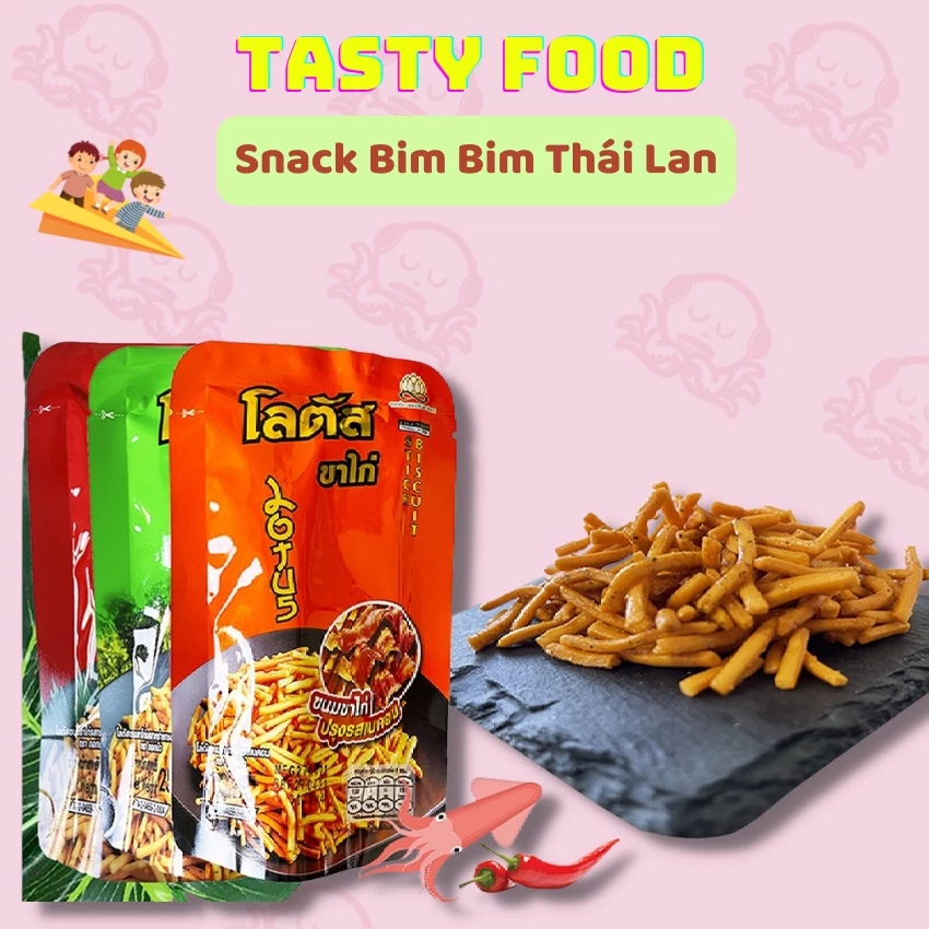 Lốc 13 gói BIM BIM QUE Thái Lan Lotus Biscuit 20g, snack que thái nhập khẩu chính hãng,bánh que đồ ăn vặt Tasty Food