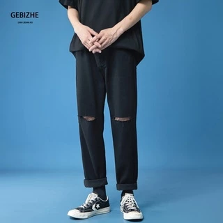 " RẺ VÔ ĐỊCH " Quần Jean nam, Quần Jeans baggy đen rách gối ống suông, rộng, hottrend 2022-XX MENS FASHION!