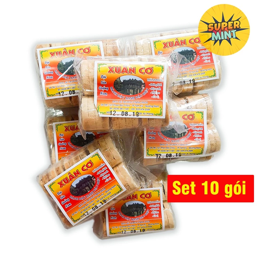 Set 10 gói bánh đậu xanh thịt heo 150g - Bánh đậu xanh Hội An - Bánh đậu xanh mặn