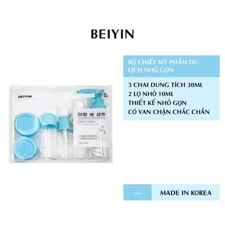 Bộ chiết mỹ phẩm mini BEIYIN, túi zip tiện lợi đi du lịch, chất liệu nhựa an toàn - Soleilshop