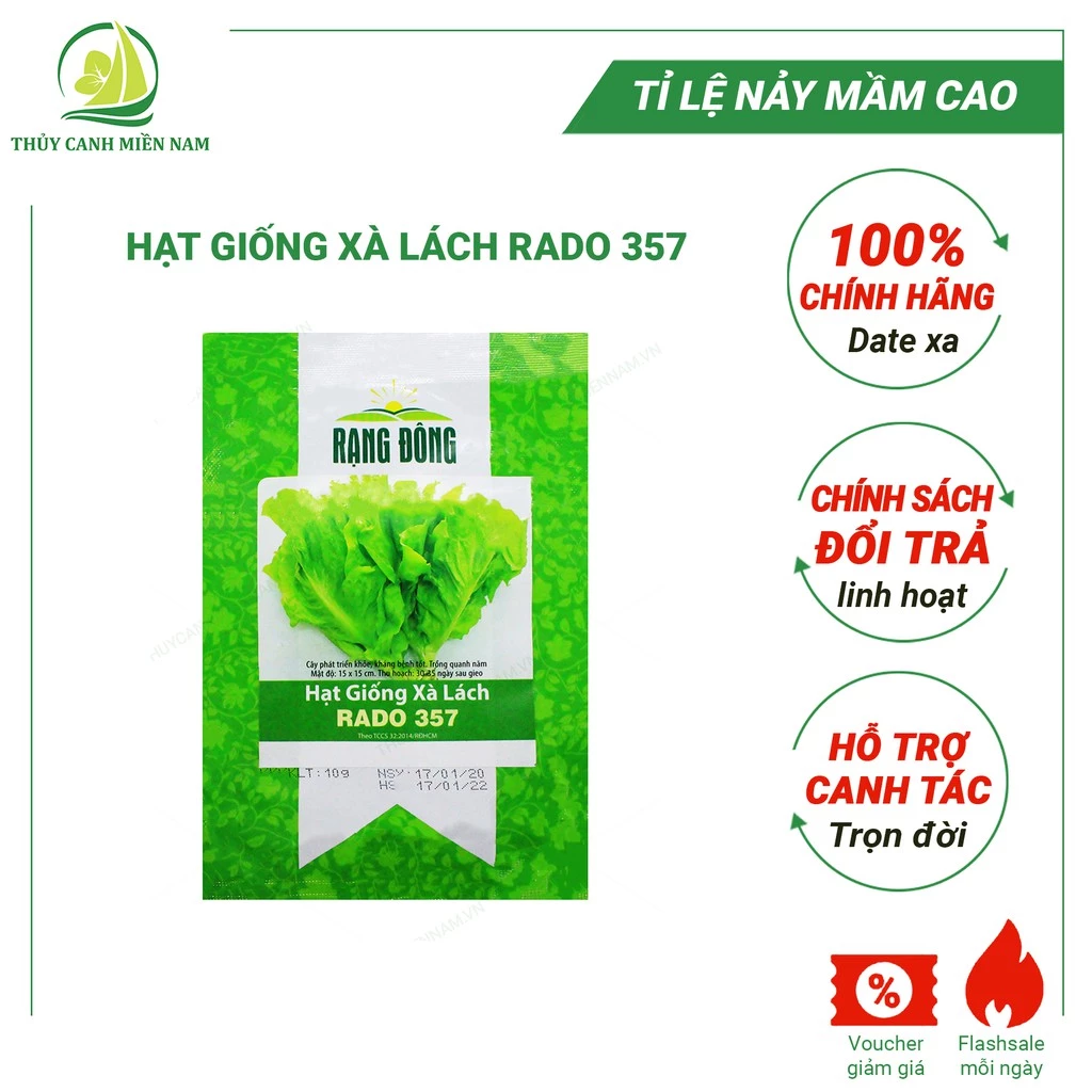 Hạt Giống Xà Lách RADO 357 (10g) | Giống Khoẻ, Tỉ Lệ Nảy Mầm Đến 90%, Có Hỗ Trợ Trồng Rau Tại Nhà