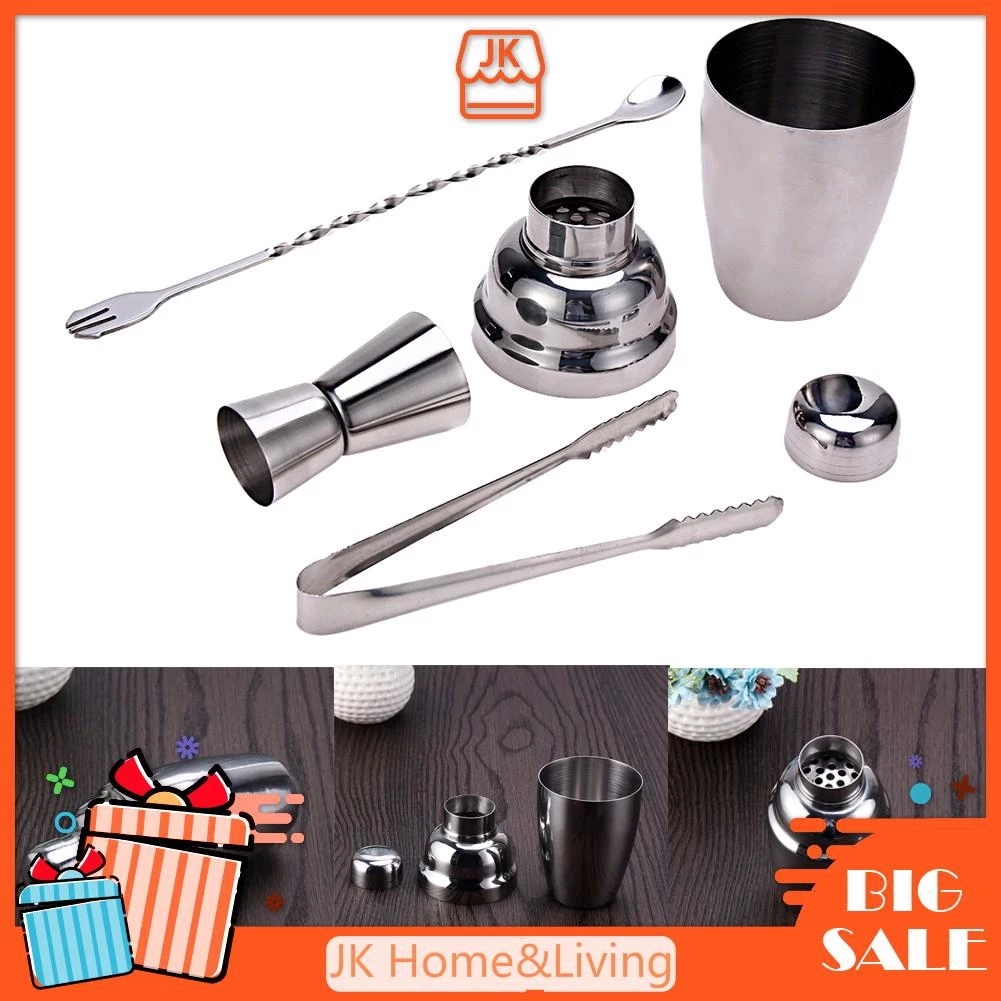 Bộ dụng cụ cốc lắc pha chế rượu Cocktail 4 món bằng Inox chất lượng cao