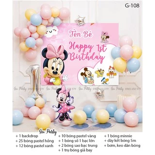 Set Bóng Sinh Nhật Bé Gái Minnie Hồng