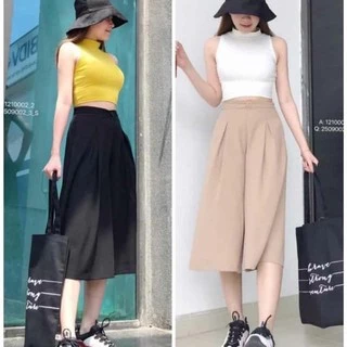 Quần culottes chất đũi hothit 2020 khuy khóa thật dáng Lỡ ( ảnh thật)