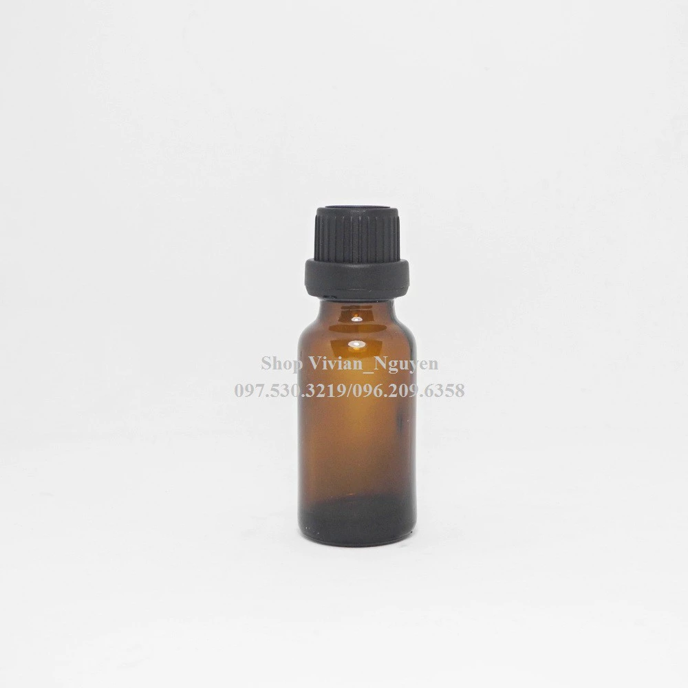 Chai đựng tinh dầu 20ml màu nâu nhỏ giọt - Nắp đen có seal ( LOẠI ĐẸP ) {Sỉ từ 2500đ}