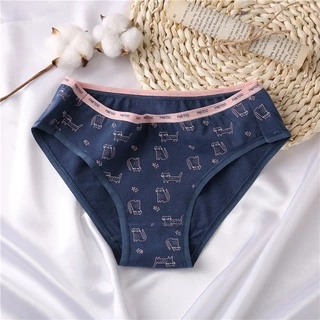 Quần lót cotton CUTEBYTE lưng thấp in chữ dễ thương thời trang cho nữ