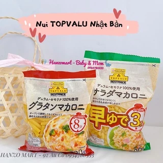 Nui hữu cơ cho bé ăn dặm nui maccaroni / xoắn / ống nhỏ Topvalu Nhật Bản 200gr