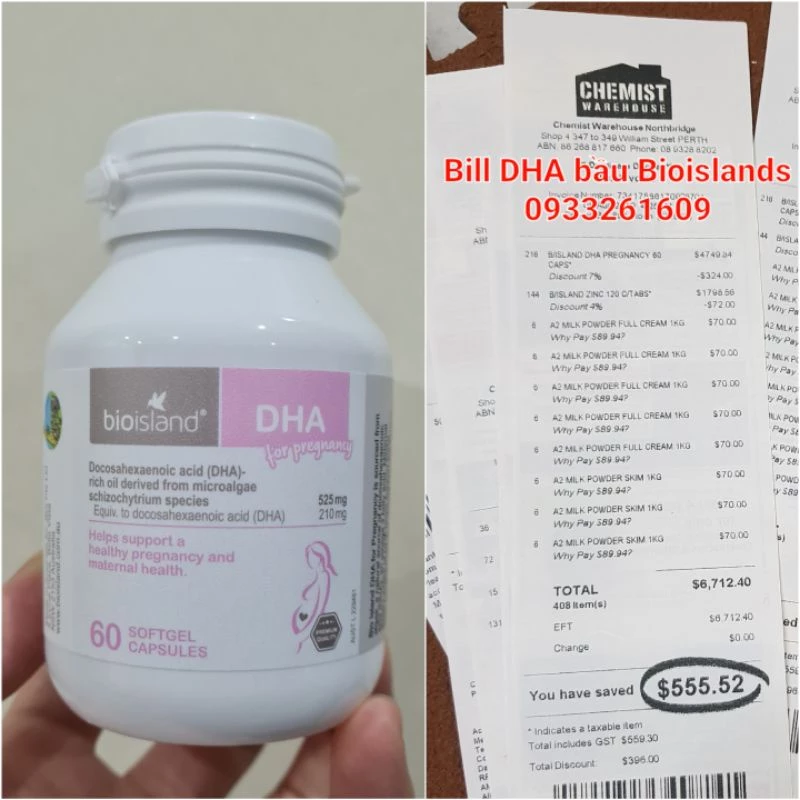 Viên DHA bầu [Chính hãng] Bioisland DHA for Pregnancy [Úc] 60 viên