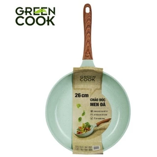 Chảo đúc đáy từ chống dính men đá ceramic xanh ngọc Green Cook GCP06 size 20-24-26-28 cm