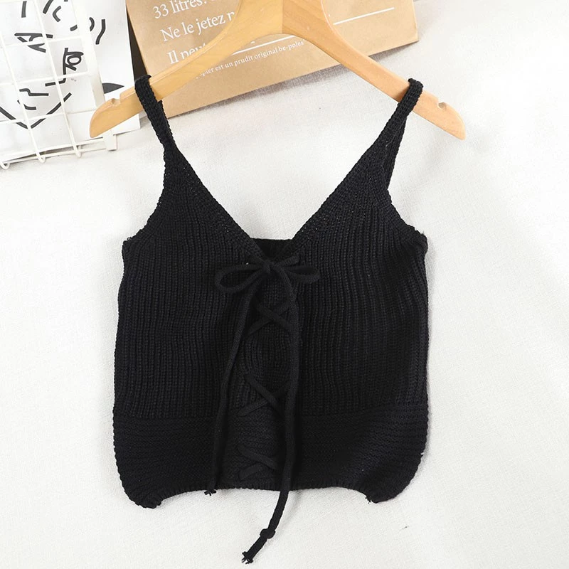 Xả hàng - Áo len 2 dây cổ chữ V sexy phong cách hàn quốc áo vintage 2H14