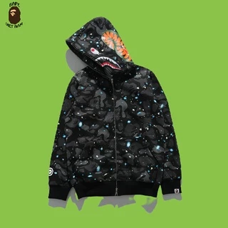 [Ảnh thật + FREESHIP] Jacket Bape Shark Galaxy fullzip Phát quang trong tối , Áo Hoodie Bape Cá Ngáo