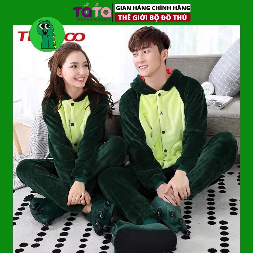 Bộ đồ hình thú KHỦNG LONG XANH người lớn ,bộ đồ liền thân nhiều màu cho bé Trai bé Gái loại CAO CẤP TA8