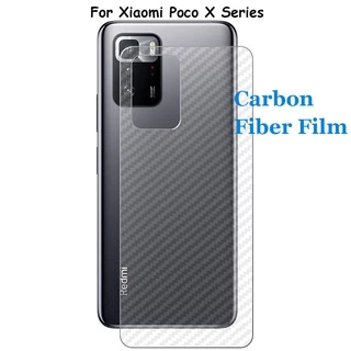 Phim Dán Bảo Vệ Màn Hình Phía Sau Bằng Sợi Carbon Trong Suốt 3D Cho Xiaomi Poco X6 X5 X4 X3 GT NFC Pro X2