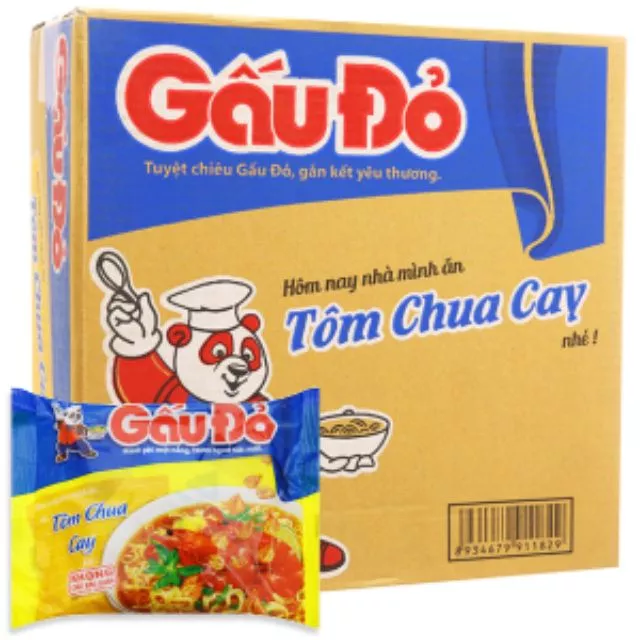 1 Thùng Mì gấu đỏ Tôm chua cay, gà sợi phở, chay rau nấm