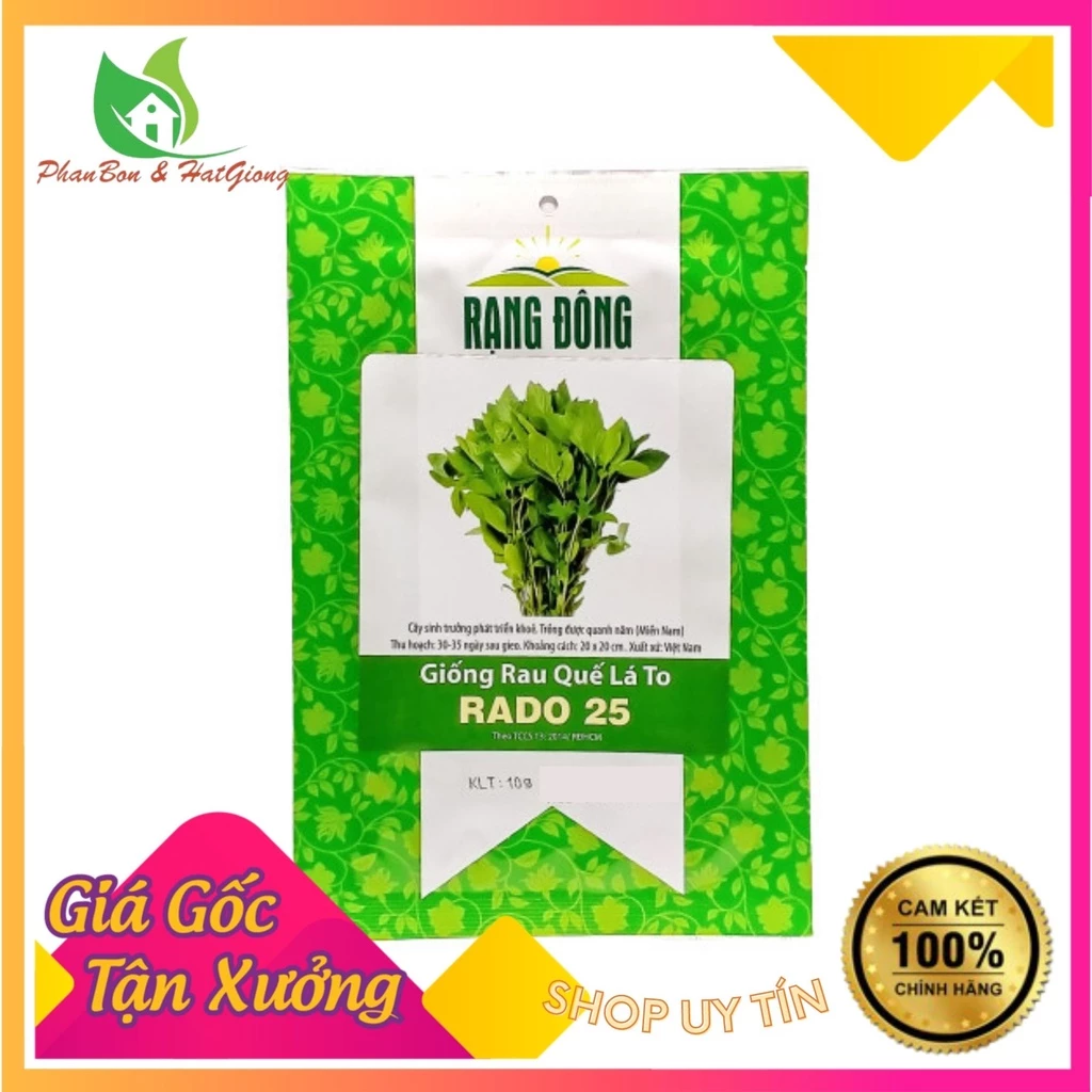 Hạt Giống Rau Húng Quế Lá To Kháng Bệnh Tốt - Gói 10g