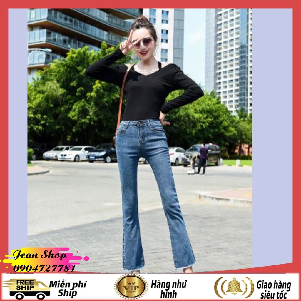 Quần ống loe 🍎FREE SHIP🍎 Quần jean nữ hàng Quảng Châu cao cấp giá rẻ-Quần bò cạp cao siêu xinh mẫu mới nhất