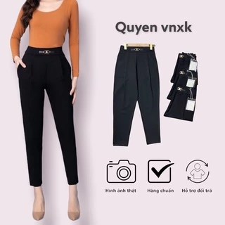 Quần baggy cạp chun phối đai da, phom vnxk đẹp, cạp cao, che mỡ bụng