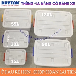 🌱 Thùng Nhựa Vuông Đựng Đồ Đa Năng Có Bánh Xe Duy Tân 15L/30L/55L/90L/120L/140L🌱