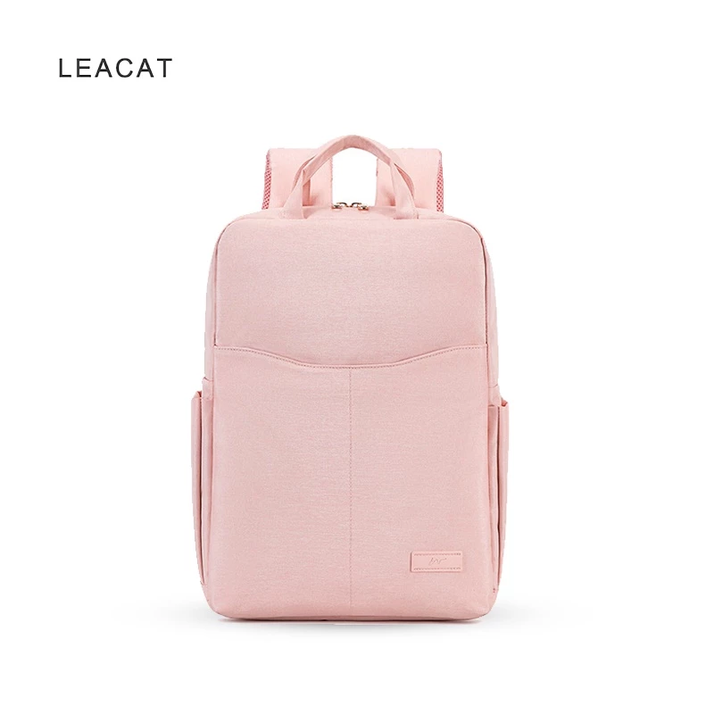 Balo đi học LEACAT màu hồng macaron chống nước và chống sốc thích hợp với laptop 13 14 15.6 inch sành điệu cho nữ