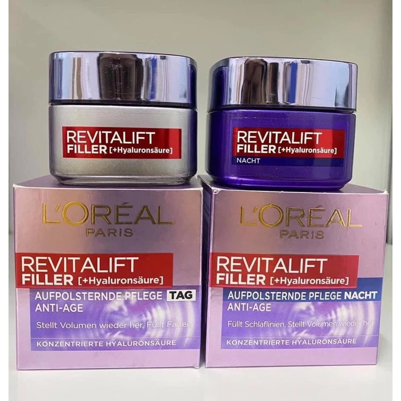 Kem dưỡng chống lão hóa da Loreal Revitalift Filler [HA] Ngày/Đêm 35+