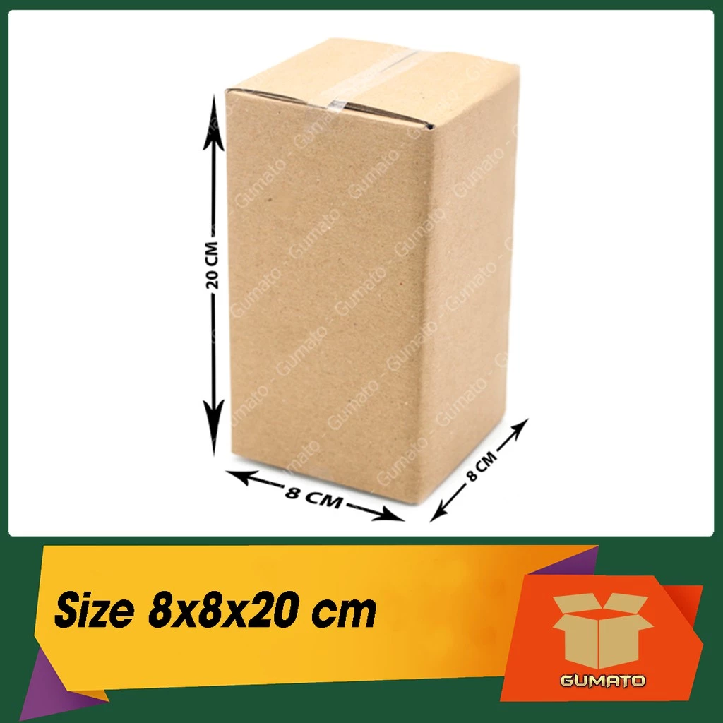 Size 8x8x20 cm, hộp giấy thùng carton gói hàng tại Gumato (Mã số P9)
