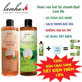 Nước rửa bát hữu cơ Sả Chanh/Quế/Trà Xanh - Lam Hà 500ml