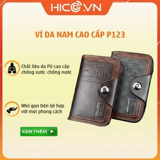 Bóp Nam, Ví Nam P123, Ví da dành cho nam – chất liệu da cao cấp chống mài mòn, có cúc bấm và khóa kéo thuận tiện