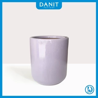 Chậu Gốm Trồng Cây Cảnh, Cây Để Bàn – Hình Trụ Bầu Đáy Tráng Men Tím – DANITPOTTERY