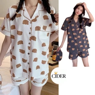 Bộ đồ ngủ pijama mặc nhà gấu vàng xinh xắn cute form rộng Nữ