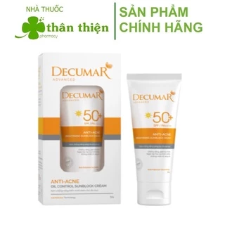 Kem chống nắng ngừa mụn Decumar 50g SPF 50 không bóng nhờn bít lỗ chân lông