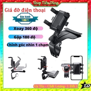 Giá đỡ điện thoại ô tô Volcano Cars kẹp trên xe hơi xoay 360 độ có bảng gắn số chống rung treo đa điểm trên taplo.