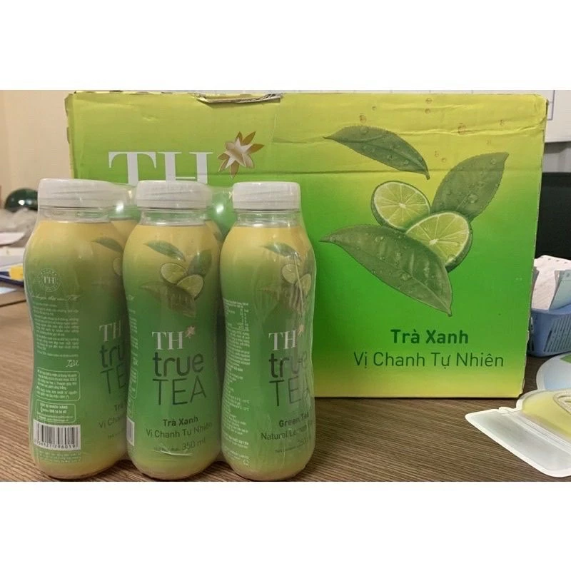 thùng 24 chai trà xanh vị chanh tự nhiên th tru tea 350ml