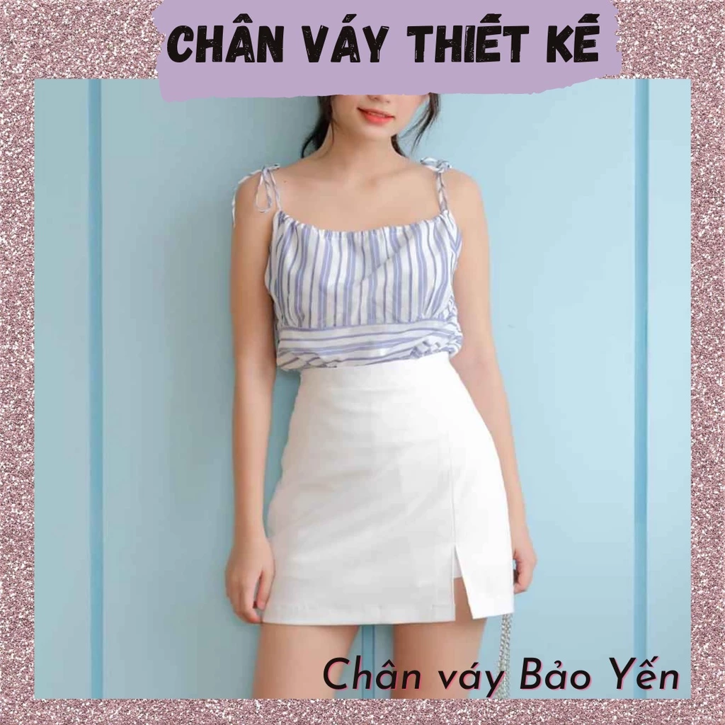 Chân váy chữ A kaki xẻ vạt có quần trong - M32