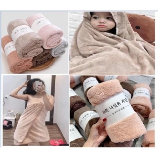 Khăn tắm lông cừu ⚡ GIÁ CỰC SỐC ⚡ Khăn tắm Hàn Quốc màu trơn size lớn 70x140cm mềm mại, thấm hút tốt