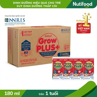 Thùng 48 Hộp Nutifood GROW PLUS SDD Ít Đường 180ml Đỏ